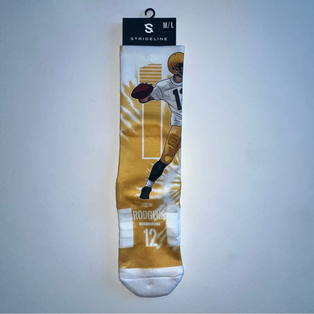 Men's Aaron Rodgers Greenbay Packers Strideline Socks M/L New
